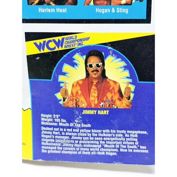 WCW Jimmy Hart Wrestling Figure 1994 LJN Original With Yellow Suit w/Hulk on it - Picture 10 of 13